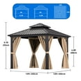 thumbnail image 2 of Dextrus 10x10ft Outdoor Hardtop Gazebo with Nettings & Brown Curtains, Heavy Duty Double Roof  Aluminum Frame Canopy for Garden, Patio, Lawns, Black&Brown, 2 of 10