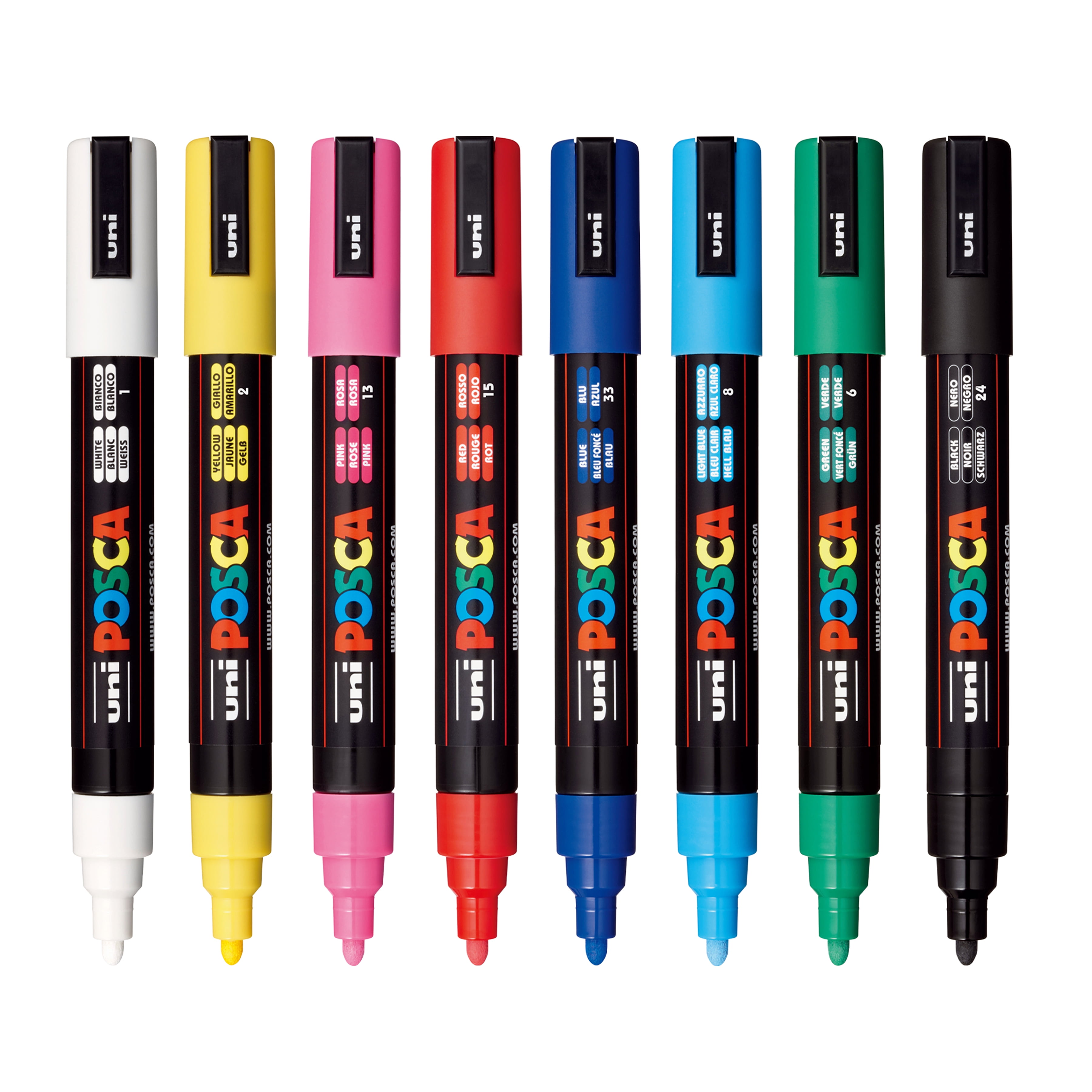 POSCA PC-5M Water-Based Paint Markers, Medium Tip (1.8-2.5mm), Assorted Ink, 8 Count