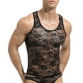 thumbnail image 3 of Hfnxid Men's Boxer Briefs,Men's Solid Color Sexy Tight Fitting Sleeveless Lingerie Tops, 3 of 6