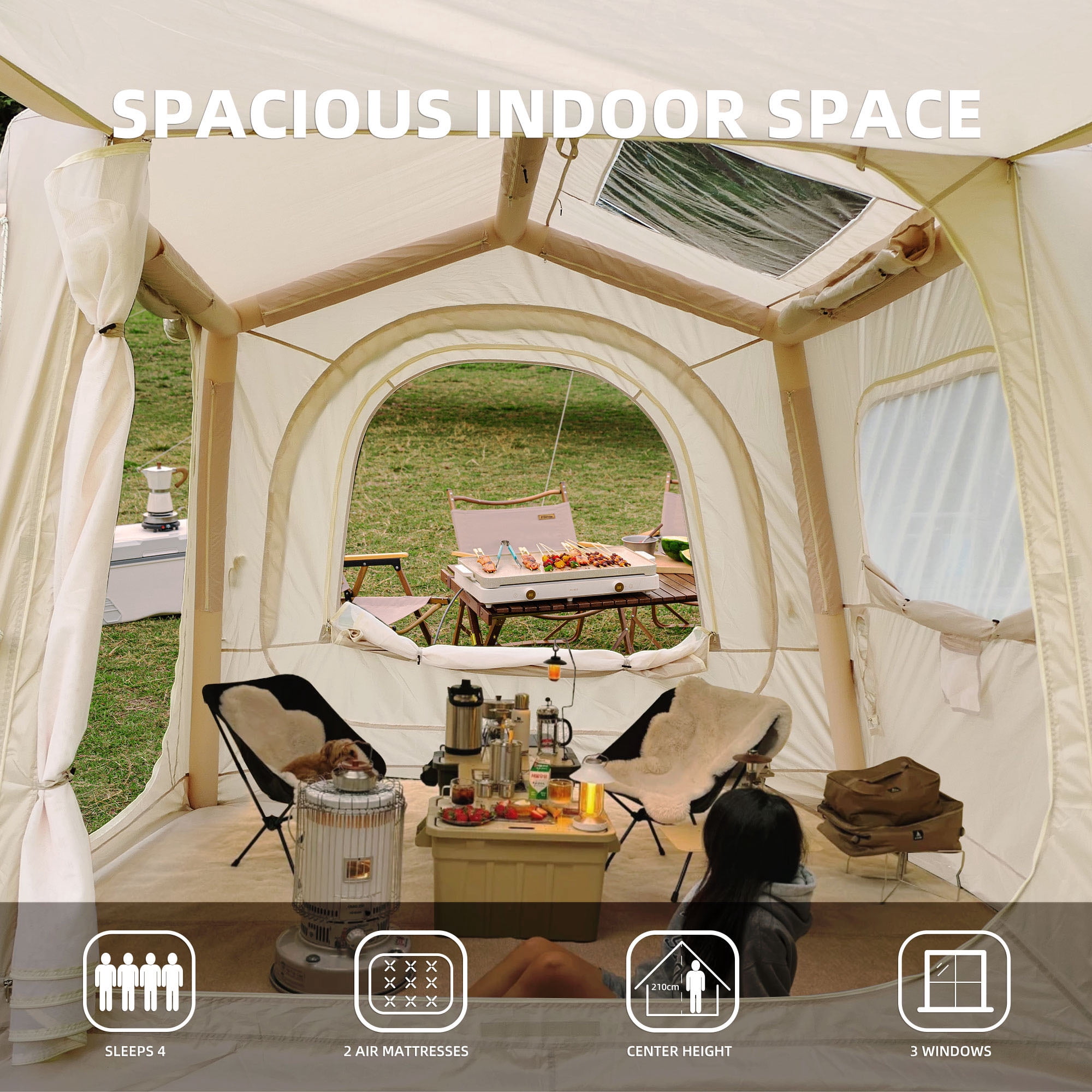 CQSXDA Easy Setup Inflatable SUV Tent in Waterproof Oxford Fabric for 4 Season Camping - Accommodates 6 to 8 People