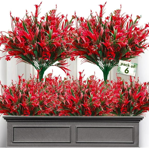 Artificial Flowers for Outdoors,16 Bundles Outdoor Fake Flowers UV Resistant Faux Silk Flowers for Outside Planters, Window Box Pot(Mix Color)