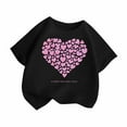 thumbnail image 2 of piuwrlz Short Shirts Sleeve Kids Girls T-Shirts Tops Fashionable Printed Round Neck Blouses Cotton T Shirt Top Black Size 8-9 Years, 2 of 5