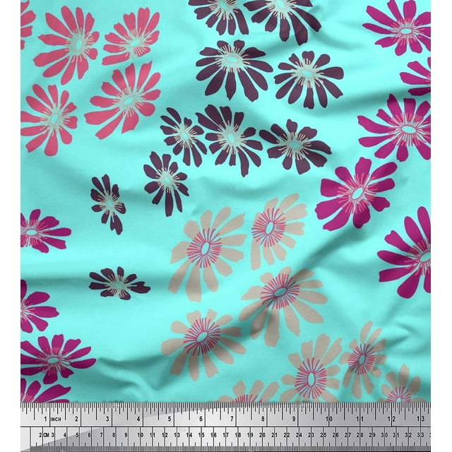 Soimoi polyester Crepe Fabric Artistic Flower Print Sewing Fabric Yard 42 Inch Wide