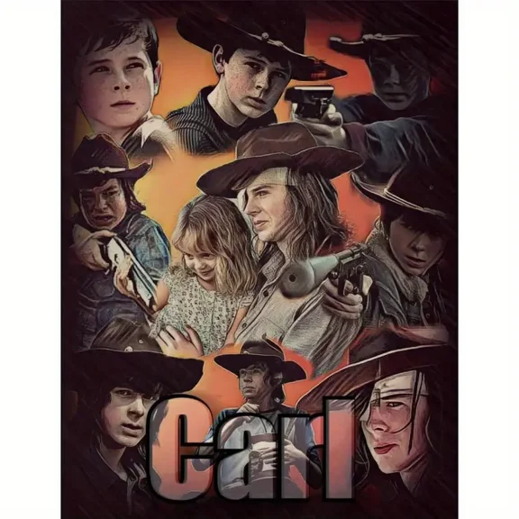 Diamond Painting Kits for Adults, The Walking Dead Carl DIY Round Full Drill 5D Diamond Art for Home Wall Decor
