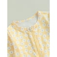 thumbnail image 4 of Newborn Baby Girl Fall Outfits Dainty Daisy Print Jumpsuit Long Sleeve Round Neck Zipper Full Length Romper, 4 of 7