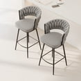 thumbnail image 2 of MAYEERTY 360° Swivel Bar Chairs Set of 2 – Counter-Height Stools with Cushioned Backrest & Metal Legs, Gray, 2 of 3