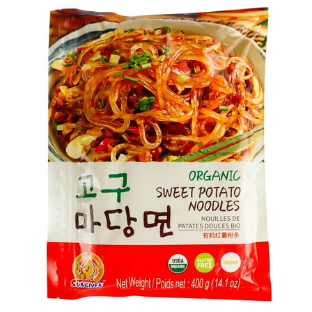 SUNGIVEN Organic Sweet Potato Glass Noodles 400g, Fat-free and Gluten-free, 100% Sweet Potato Starch, No Additive, No Alum inside , 14.11 Ounce