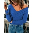 thumbnail image 4 of Liacowi Women Long Sleeve Shirt Solid Color Off-Shoulder Tops Casual Pullover for Fall Club Streetwear Aesthetic Clothes, 4 of 6