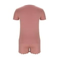 thumbnail image 4 of Caywon Womens Modal Lounge Pajamas Set Soft Cozy Summer Two Piece Sets Short Sleeve V Neck T-Shirt and Trim Shorts Sleepwear(Pink,M), 4 of 6