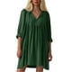 thumbnail image 1 of Vestido mini informal con lazo delantero y manga 3/4 para mujer - Tejido de rayón, bajo con volantes plisados, cintura elástica, tallas S-XL, 1 of 5