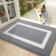 Buganda Indoor Door Mat, 20"x 32", Non Slip Low-Profile Entrance Rug Front Inside Doormats Dirt Trapper Entry Door Rugs for Entryway, Grey