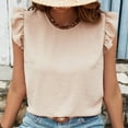 thumbnail image 5 of ZyeKqe Tank Tops for Women Ruffle Cap Sleeve Business Casual Tops Round Neck Office Work Blouses, 5 of 6