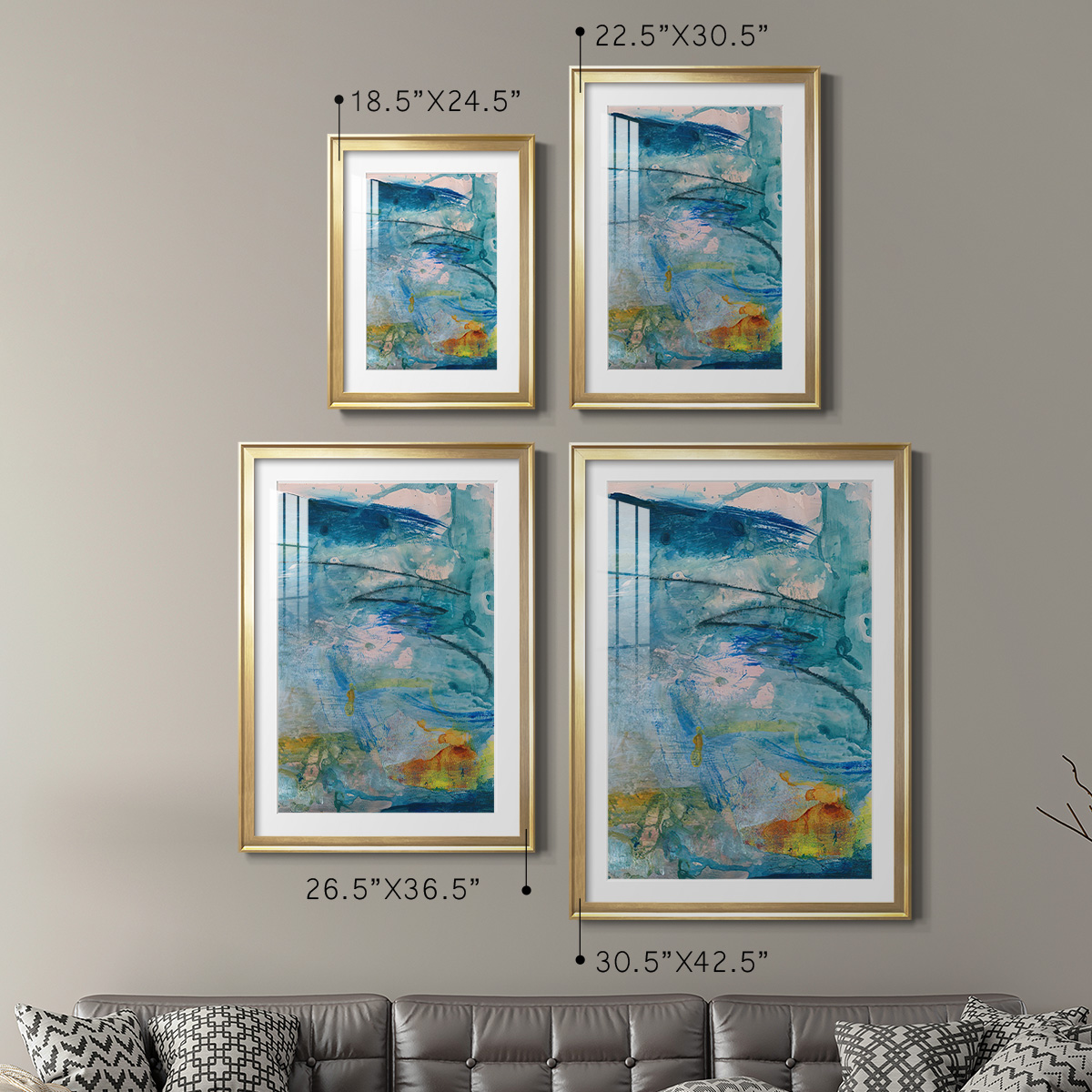 Wexford Home Spring Winds V Premium Framed Print, 18.5" x 24.5" - Ready to Hang, Gold (Set of 2)