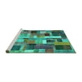 thumbnail image 2 of Ahgly Company Machine Washable Indoor Square Patchwork Turquoise Blue Transitional Area Rugs, 5' Square, 2 of 4