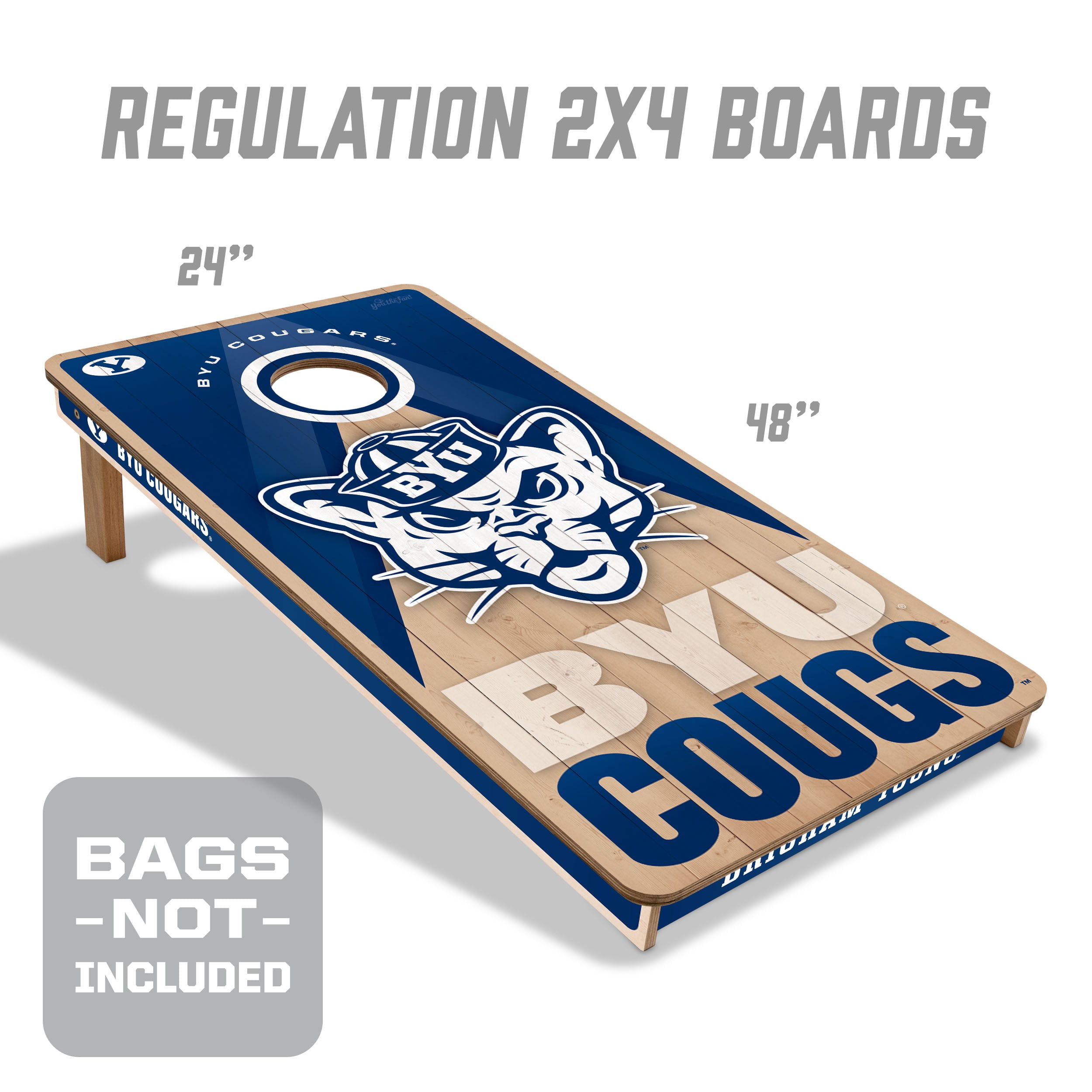 YouTheFan NCAA BYU Cougars 2X4 Slogan Series Cornhole NO BAGS
