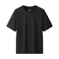 thumbnail image 3 of LEKWK Crewneck T-Shirt for Men Pockets Short Sleeve Casual Top Lightweight Breathable Relaxed Fit Tee for Summer Black XXL, 3 of 5