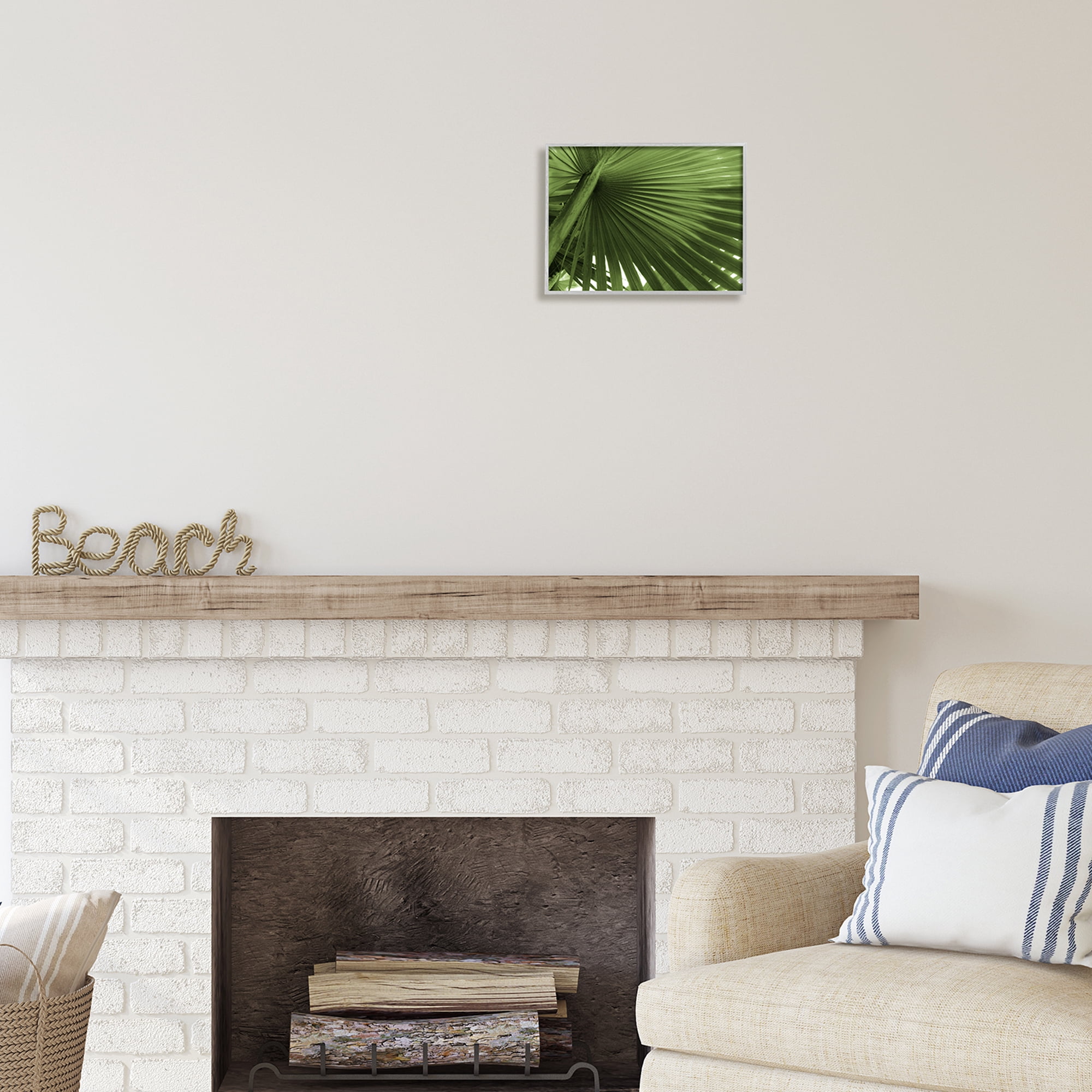 Stupell Industries Green Tropical Leaf Botanical & Floral Photography Gray Framed Art Print Wall Art, 14 x 11