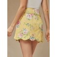thumbnail image 5 of Light Yellow Floral Print High Waist Scalloped Button-Front A-Line Denim, 5 of 27
