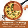 thumbnail image 2 of Farberware Glide Copper 12.5 Inch Ceramic Nonstick Deep Frying Pan with Helper Handle, Dishwasher Safe, Black, 2 of 5
