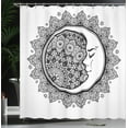 thumbnail image 4 of Ambesonne Astrology Shower Curtain, Mandala Moon Bohemian, 69"Wx75"L, Black White, 4 of 5