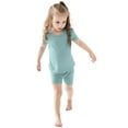 thumbnail image 1 of Hiiyo Ensemble 2 Pcs pour Tout-Petites Filles en Coton Uni, T-Shirt à Manches Courtes et Shorts, 1 of 8