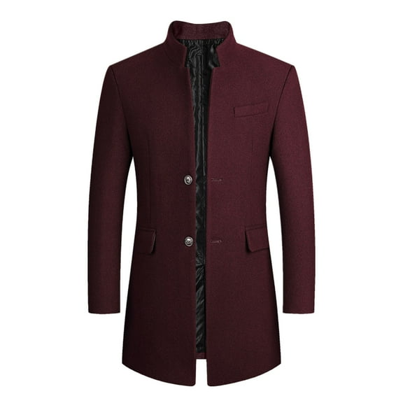 Overcoat for Men Single Breasted Slim Fit Wool Blend Overcoat Fall Classic Long Jacket Overcoat Men's Fashion, A, Size XL