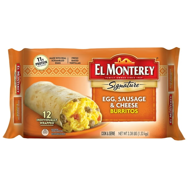 El Monterey Signature Sausage, Egg & Cheese Burritos, 54 Oz, 12 Ct