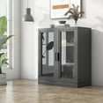 thumbnail image 2 of MAYEERTY Curio Display Cabinet with Glass Doors, DIY Combination Storage Cabinets with Adjustable Shelves for Living Room, Black, 2 of 8
