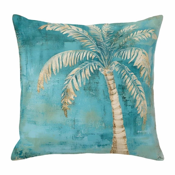Retro Coconut Tree Throw Pillow Cover Tropical Plant Cotton Linen Cushion Cover Throw Pillow Case with Invisible Zipper for Couch Sofa Bed Chair Car 20x20 Inch