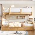 thumbnail image 4 of Harper & Bright Designs Twin over Full Bunk Bed with Storage Drawers, Solid Wood Bunk Bed Frame with Ladder and Support Slats, Convertible 2 Beds, White+Natural, 4 of 15