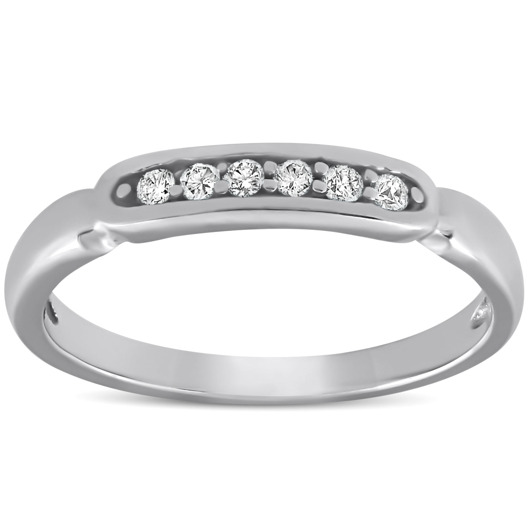 Pompeii3 White Gold 1/10ct Diamond Anniversary Wedding Womens Promise Ring High Polished