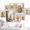 thumbnail image 2 of Pequeño erizo feliz, pequeño león, hola oso, bebé cocodrilo, bebé koala, arte de pared de moda, pintura en lienzo, póster nórdico, decoración de habitación, 2 of 5
