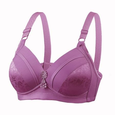 DeHolifer Women s Bras 3pc No Steel Ring Lactation Snow Pendant Vest Bra Backless Seamless Underwear Purple 36