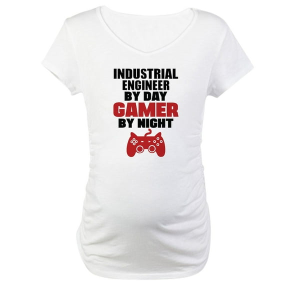 CafePress - INDUSTRIAL ENGINEER BY DAY GAMER BY NIGHT Maternit - Cotton Maternity T-shirt, Cute & Funny Pregnancy Tee