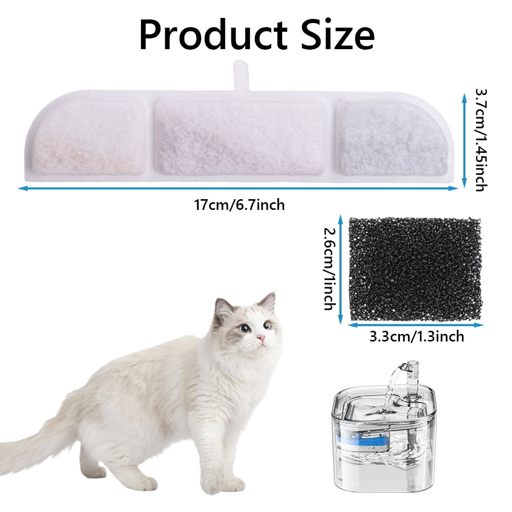 18 Packs Replacement Filters Compatible with DownyPaws Cat Water Fountain DPWFP6 DPWFP6SS DPWFP6FSS, Includes Pre-Filter Sponge, 5-Level Filtration for Healthy Water