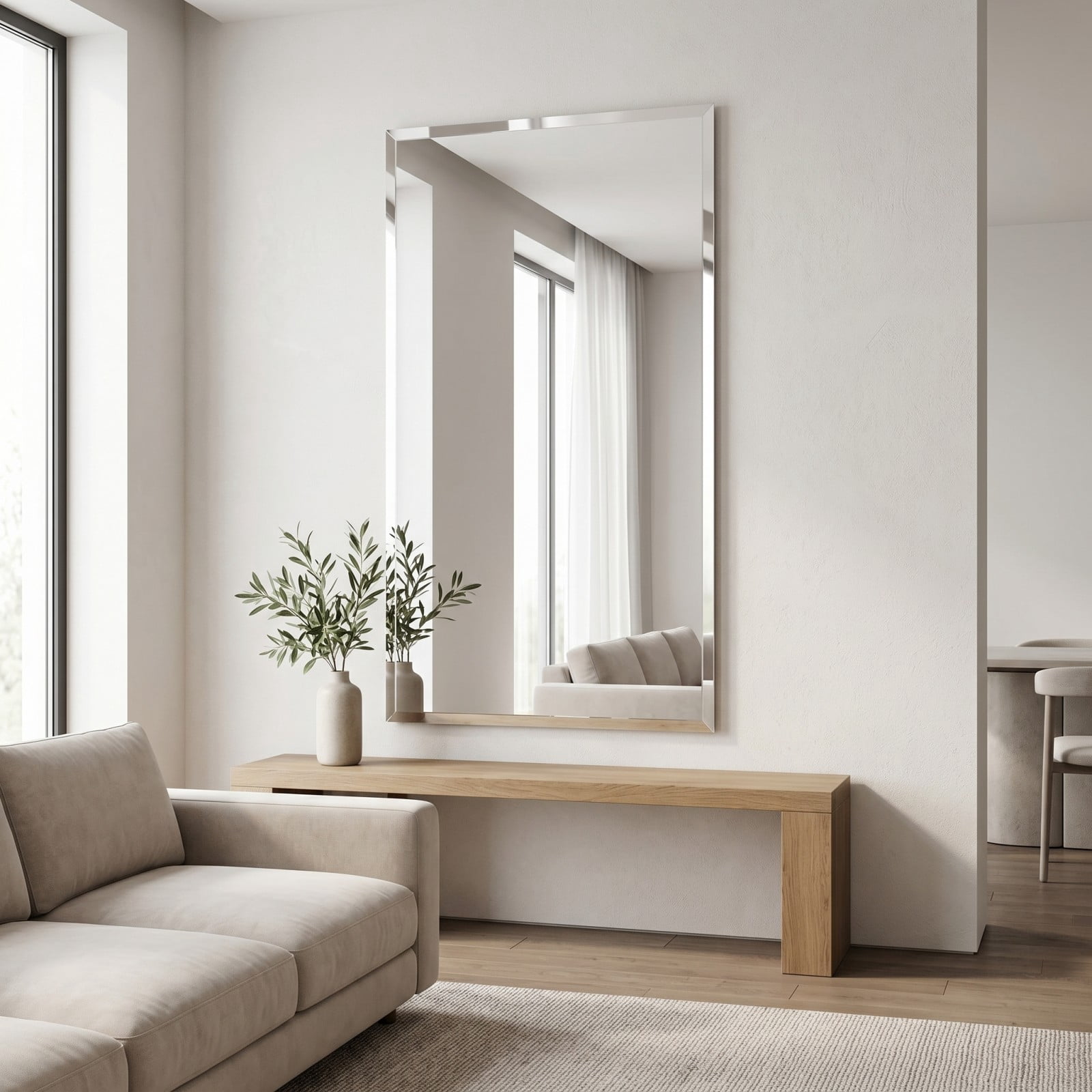 Gleamira 30"x60" Frameless Bathroom Mirror Rectangle Wall Mirror with Beveled Edge Vanity Mirror Over Sink