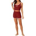 thumbnail image 2 of INSPIRE CHIC Women's Ribbed Pajama Sets Sleeveless Crop Tank Top and Shorts 2 Piece Lounge Outfits Sets L Red, 2 of 6