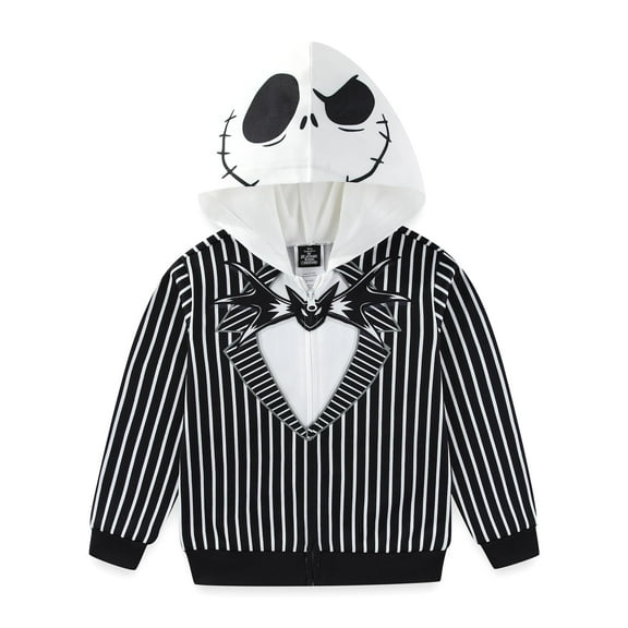 Disney Nightmare Before Christmas Jack Skellington Full Zip Up Hoodie (Boys), Sizes 3T-10