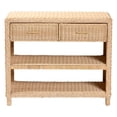 thumbnail image 6 of bali & pari Lanica Braided Natural Rattan Console Table with Drawers and Shelves, 6 of 6