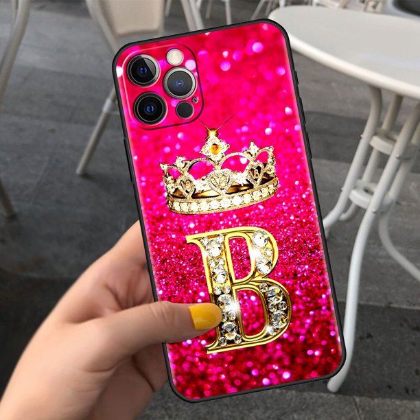 Funda de teléfono con letras de diamantes rosas para Apple iPhone 11, 7, 12, 13 Pro, XR, X, XS Max, 6, 6S, 8, 14 Plus, Funda suave a prueba de golpes, 14mini Fivean unisex
