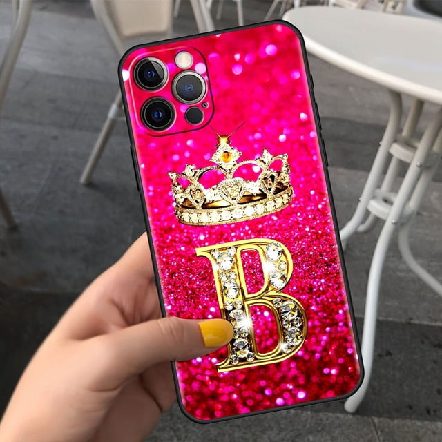 Funda de teléfono con letras de diamantes rosas para Apple iPhone 11, 7, 12, 13 Pro, XR, X, XS Max, 6, 6S, 8, 14 Plus, Funda suave a prueba de golpes, 14mini Fivean unisex