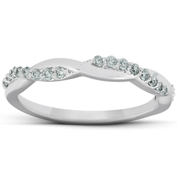 Pompeii 1/5Ct Diamond Infinity Wedding Ring Womens 14k White Gold Interwoven Stack Band