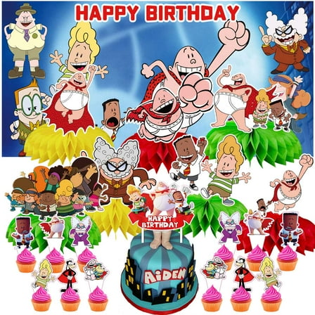 Captain Underpants Party Decorations Decor Supplies Honeycomb Centerpieces Table Toppers Cake Toppers for Birthday Photo Props