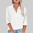 thumbnail image 2 of vigerkar 2025 Summer Solid Color Casual Women's Long Sleeve Polo Shirt - Breathable Comfort Stylish Top for Women White, L, 2 of 5