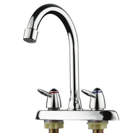 Stainless Steel 360° Rotatable Double Handle/Hole Hot Cold Basin Faucet Spray Mixer Tap Bathroom Kitchen Wash Sink Washbasin Faucet