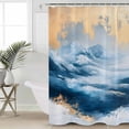 thumbnail image 2 of 60x72 Inch Shower Curtains for Bathroom Navy Blue Yellow Fabric Bath Curtain Decor Modern Abstract Vintage Oil Painted Waterproof Restroom Curtains Shower Set Accessories with 12 Hooks 60 Inch, 2 of 6