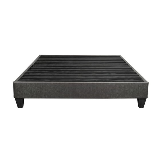 Newboti Furniture Full Size Platform Bed Base, Upholstered Mattress Foundation Bed Frame, Dark Grey 55864