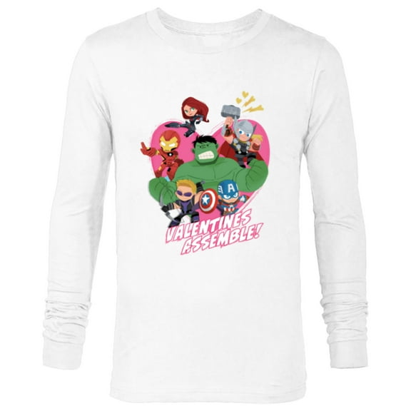 Marvel Avengers Valentine's Assemble - Long Sleeve T-Shirt for Men - Customized-White