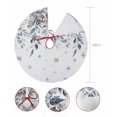thumbnail image 7 of Blue Grey Christmas Christmas Tree Skirt 48 Inches Large Christmas Skirt Tree, Xmas Botanical Eucalyptus Leaves Snowflake Tree Skirt Christmas Decorations for Fireplace Party Holidays Indoor Outdoor, 7 of 7