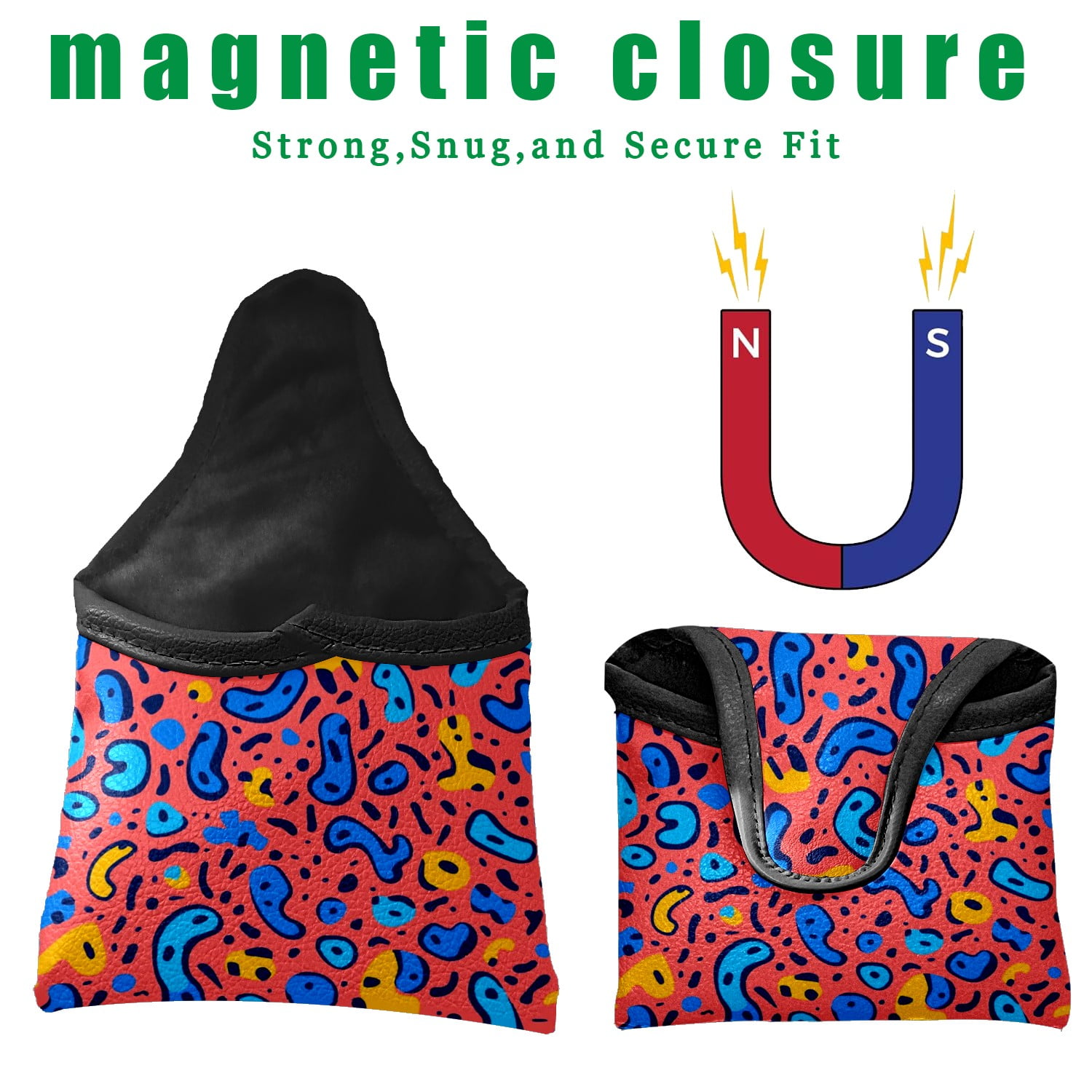 Golf Mallet Putter Cover Premium Leather Golf Putter Head Cover with Magnetic Closure Golf Cover for Men and Women Irregular Pattern